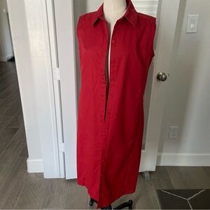 Aquascutum London Red Sleeveless Notched Collar Midi Dress